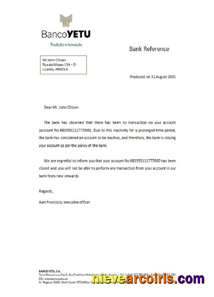 Angola Bancoyetu closure reference